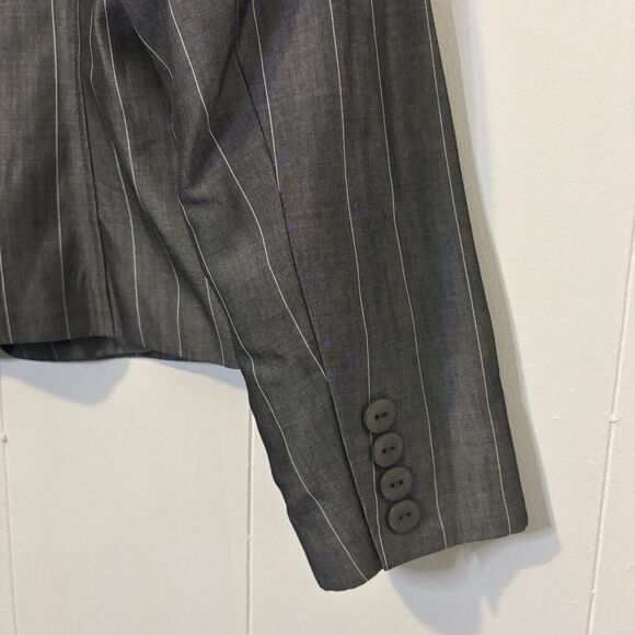 Talbots Italian Fabric Mohair Wool Blazer Jacket Gray Pinstripe 12 Work Career - Picture 5 of 10
